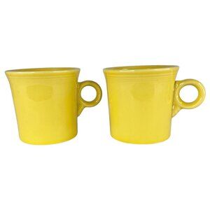 2 Fiesta Yellow Sunflower Ceramic Coffee Mugs O Ring Handle Cup 8 Ounce Unused